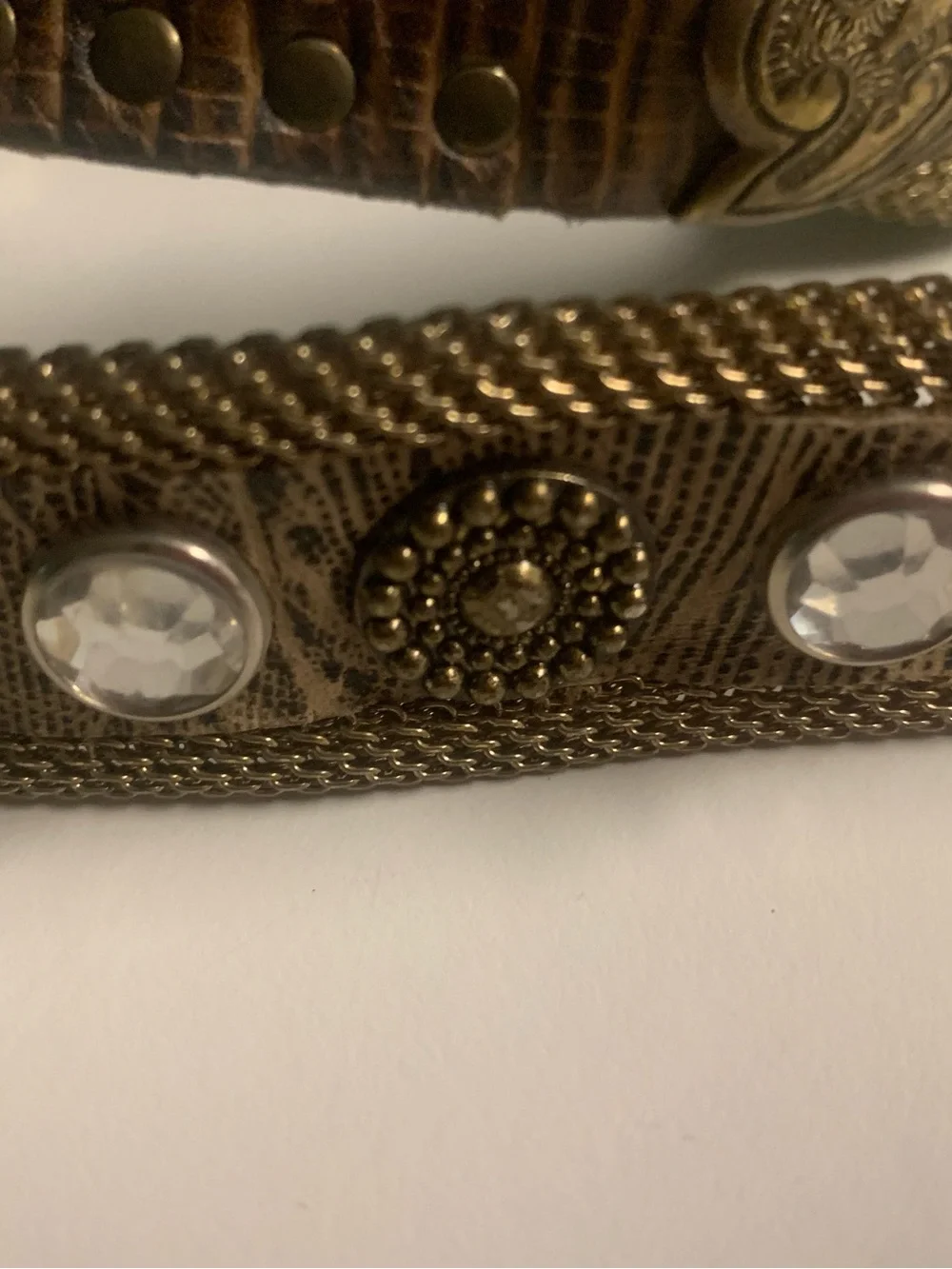 US MECO Paris leather belt with bling